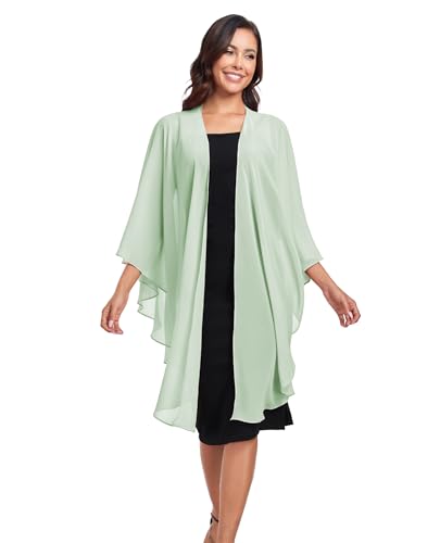 TONGFANTFL Shawls Wraps for Evening Wedding Party Chiffon Scarf Soft Bridal Wraps Wedding Guest Shawl Coverage - color: Sage Green