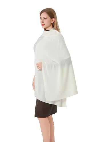 Cashmere Wrap Soft Knitted Scarf Stole for Women Airplane Travel Blanket Shawl 87x28 IN Extra Large Pashmina - color: White