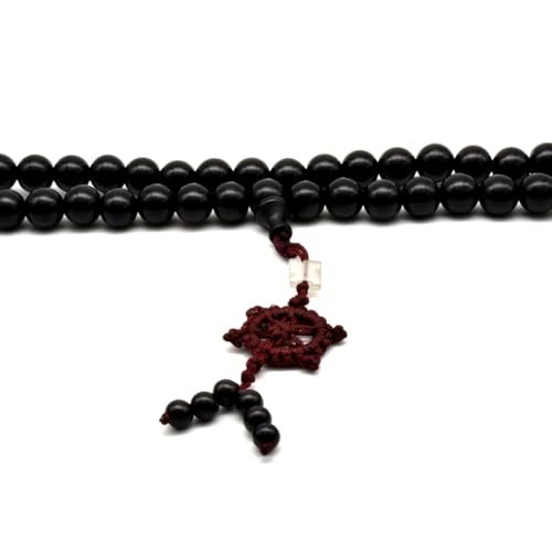 Zen Dear Unisex Natural Ebony Wood Buddhist Prayer Bead Necklace Bracelet Tibetan Prayer Mala Beaded Black - style: 10mm 108beads