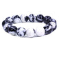 Keleny Natural Gem Semi Precious Gemstones 14mm Round Beads Crystal Stretch Bracelets 7 Inch Unisex - color: 14mm Black White Zebra Jasper