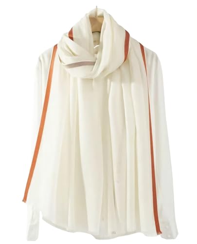 Luxury Cashmere Pashmina Style Shawl - Silk & Wool Blend Scarf, Lightweight Skin-Friendly Wrap - color: Gingham. - White