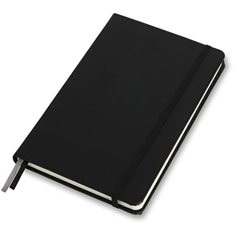 Premium Hard Cover Notebook Journal, X-Large Size, Master A4 8.3" x 11.4", 186 Numbered Pages, Gusseted Pocket, Ribbon Bookmark, Extra Thick Ink-Proof Paper 120gsm (Plain, Black)
