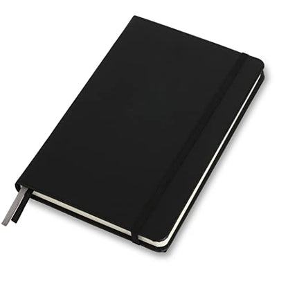 Premium Hard Cover Notebook Journal, X-Large Size, Master A4 8.3" x 11.4", 186 Numbered Pages, Gusseted Pocket, Ribbon Bookmark, Extra Thick Ink-Proof Paper 120gsm (Plain, Black)