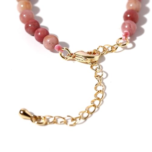 Simple Choker Necklace for Women Real Stone and Crystals Necklaces 4mm Beaded Choker Jewelry Meditation Gift for Women (16"+2") - style: Redwood Grain Stone