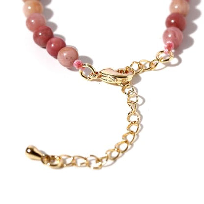 Simple Choker Necklace for Women Real Stone and Crystals Necklaces 4mm Beaded Choker Jewelry Meditation Gift for Women (16"+2") - style: Redwood Grain Stone