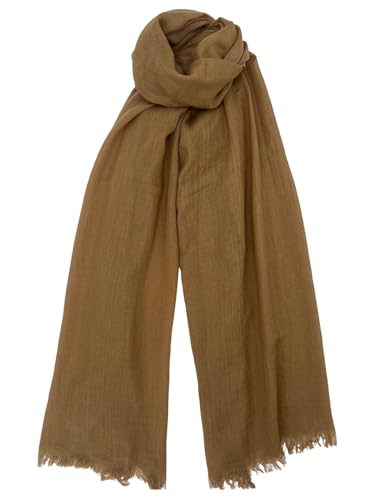 Women Scarf Summer Large Long Lightweight Beach Shawl Wrap Effortless Elegance Comfort - color: Camel - 3312