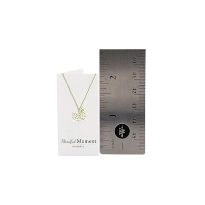 quan jewelry Yoga Lotus Flower Pendant Necklace with Om Symbol, Happy Birthday Gifts Ideas for Mom, Daughter, Women with Inspirational Quote on Gift Card - color: Gold Tone