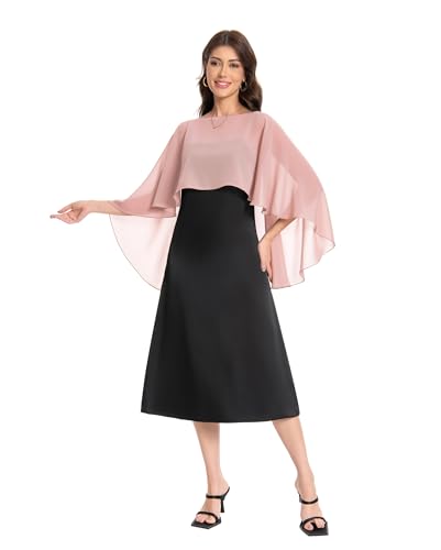 Baoqiya Women's Capelet Shawls and Wraps for Evening Dresses Soft Bridesmaid Shawl Chiffon Cape Wedding Cover Up - color: Blush