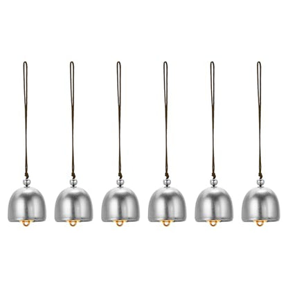 PATIKIL 6 Pcs Wind Chime, Hanging Bells Temple Bells Retro Outdoor Hanging Metal Chinese Wind Chime Round for Outside Garden Camping, Silver Brown - color: Silver Brown