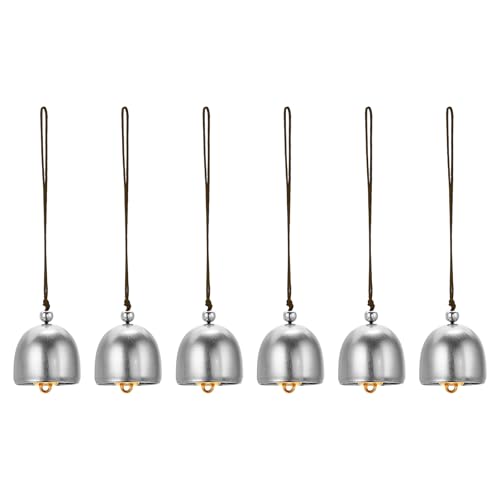 PATIKIL 6 Pcs Wind Chime, Hanging Bells Temple Bells Retro Outdoor Hanging Metal Chinese Wind Chime Round for Outside Garden Camping, Silver Brown - color: Silver Brown