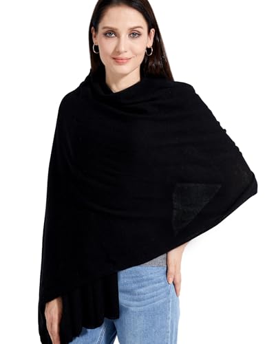 Soft Cashmere Blend Wrap Chic Scarf Stole for Women Wayfarer Travel Extra Large 87"x28" - color: Black