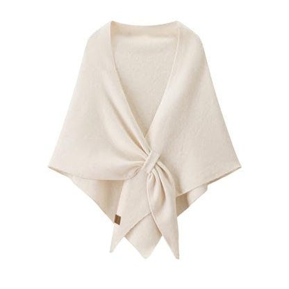Women Pashmina Shawl Wraps Knitted Shawls and Wraps Cardigan Cape Wool Cashmere Shoulder Top Sweater Shawl Scarf - color: Beige