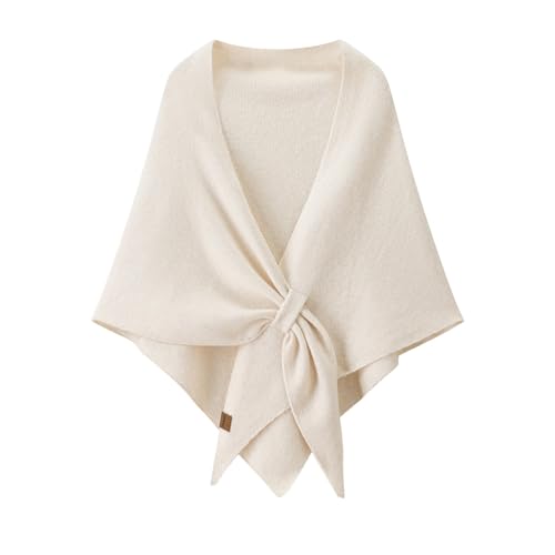 Women Pashmina Shawl Wraps Knitted Shawls and Wraps Cardigan Cape Wool Cashmere Shoulder Top Sweater Shawl Scarf - color: Beige