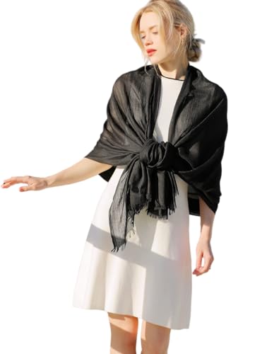 Pashmina Shawl Party Wraps Evening Dress Bridesmaid Long Cotton Scarves for Wedding - color: Black 21