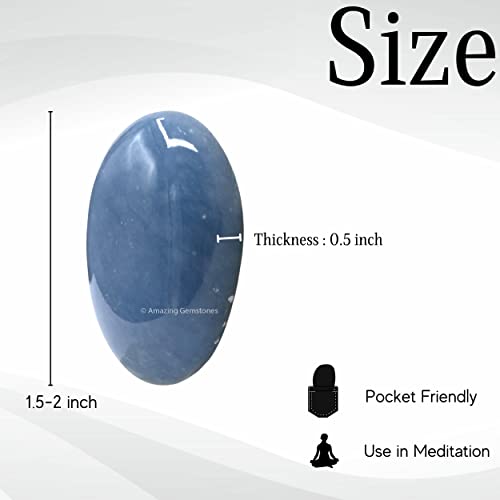 Amazing Gemstone Angelite Crystals and Healing Stones - Large Palm Stone Crystals Piedra - Crystal for Good Luck, Balanced Positive Energy, Meditation - Unique Stocking Stuffers, Gifts for Women - color: Angelite