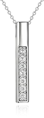POPLYKE Chakra Necklace for Women 925 Sterling Silver Bar/Inifinity/Cross Necklace Mother Day Jewelry Gift for Women - style: April