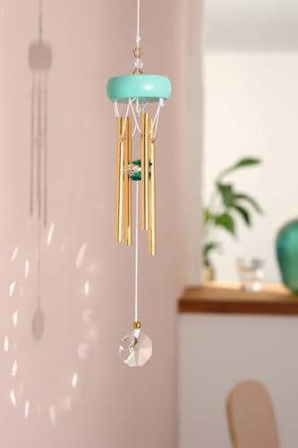 Moses. Omm for You Mini Chime - Delicate Bell Sound Feng Shui Decoration with Crystal Glass Metal and Wood Gift for Peace and Harmony