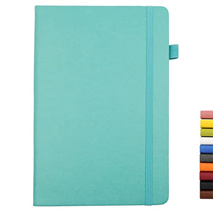 Lined Journal Notebooks with Pen Loop, Hardcover Notebook Journal for Work, 100Gsm Premium Thick Paper with Inner Pocket, Medium 5.7"x8.4", （Cyan, Ruled） - color: Cyan