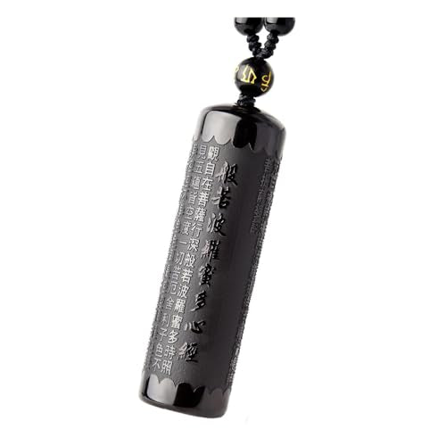 1Pcs Black Obsidian Buddha Pendant Prajna Paramita Sutra Buddha Necklace Pendant Beads Chain