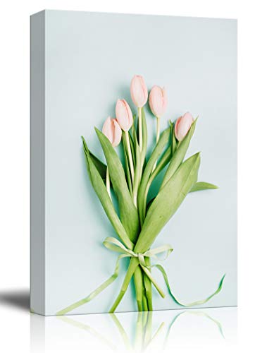 wall26 - Canvas Wall Art - Fresh Pink Tulip Flowers Bouquet - Giclee Print Gallery Wrap Modern Home Art Ready to Hang - 12x18 inches - color: Artwork - 05, size: 18"L x 12"W