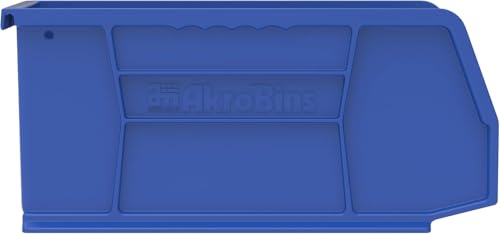 Akro-Mils 30237 AkroBins Plastic Storage Bins, Space-Saving Stackable Bins for Garage, Pantry, Craft Organization, 9" x 6" x 5", Blue, 12-Pack - color: Blue