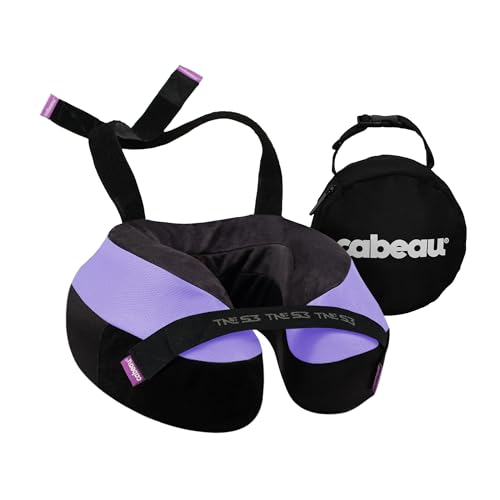 Cabeau Travel Neck Pillow for Airplanes The Neck's Evolution, TNE S3 Supportive Memory Foam Design for Long Haul Flights Attachable Seat Straps and 360 Support (Paris Lavender) - color: Paris