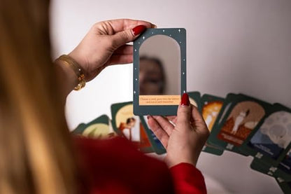 Mirror Affirmation Cards - 55 Mindfulness Cards with Mirror | Discover Your Five Power Sources: Genius, Beloved, Guardian, Warrior, and Royal. Inspirational Quotes Affirmation Cards for Motivation, Meditation, and Self-Care