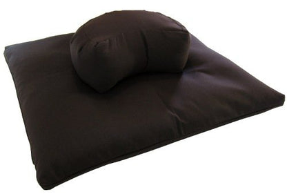 Buckwheat Crescent Zafu and Zabuton Meditation Cushion Set (2pc) - color: Brown