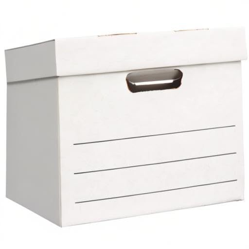 Amazon Basics Medium Duty Storage/Filing Boxes with Lid and Handles, Legal/Letter Size, Collapsible, Foldable, Tape-Free Assembly, 16.2" L x 12.5" W x 10.5" H, White, 12-Pack - style: Medium Duty 12-pack