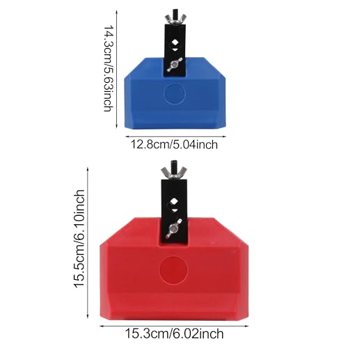 2 Pieces High Pitched Plastic Musical Percussion Instruments Red Block 170×150×50MM & Blue Block 150×120×40MM