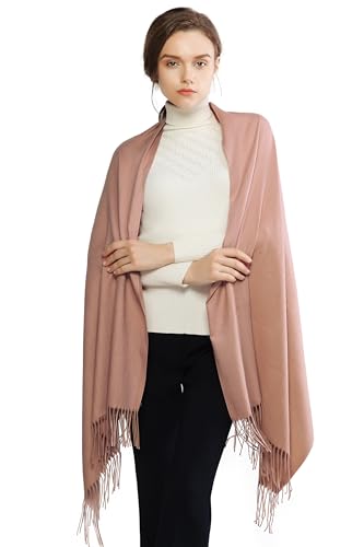 RIIQIICHY Women's Scarf Pashmina Shawls and Wraps for Evening Dress Bridesmaid Wedding Bridal Winter Warm Long Large Scarves - color: Dull Peach