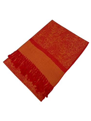 Pashmina Shawl Wrap for Women Soft Lightweight Multi-Purpose Scarf for Weddings, Parties & Casual Wear - color: Jacquard Orange - Pl1839