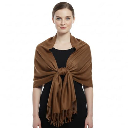 Peach Couture Women’s Pashmina Shawl Wrap – Warm Long Large Scarf for Evening Dress, Bridesmaid, Wedding & Bridal Wear - color: Chocolate Brown