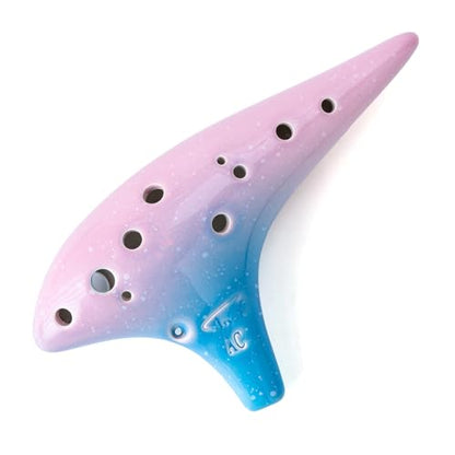“Ocean Notes” 12 Hole Sweet Potato Ocarina Graceful Shape Pottery Ocarina in Alto C (Sea Rose) - style: Sea Rose