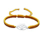 Lotus Symbol Bracelet for Women - Adjustable Cord, Silver Pendant, Spiritual Jewelry Gift - style: Lemon Yellow