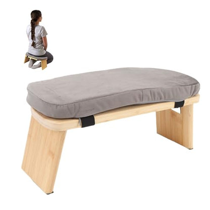 Wooden Meditation Bench Ergonomic Detachable Soft Cushion for Yoga Meditation Stool for Home Yoga Practice and (Grey) - color: Grey
