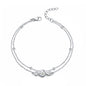 LeCalla 925 Sterling Silver Bracelet Jewelry Gift | Lightweight Italian Design Adjustable Love Bracelet | Link Chain with Lobster Claw Clasp Bracelet for Women Daughter Friendship Bracelet - color: CZ Studded Layered Bracelet