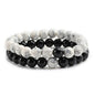 2Pcs Matte Lava Rock Volcanic Stone Beads Stretch Bracelet Stacking Frosted Gemstone Turquoise Seed Bracelet for Men Women Couple Stress Relief Aromatherapy Jewelry Gift - color: B black white