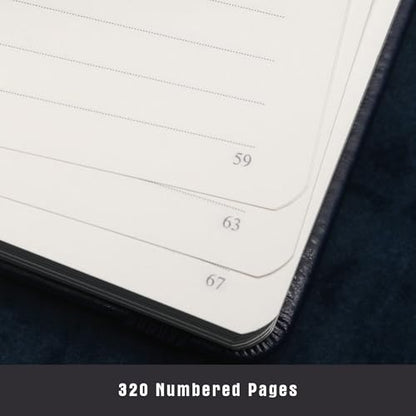 TIEFOSSI Lined Journal Notebook for Women Men, Leather Journal with Pen, A5 Evil Eye Hardcover Notebook for Work, Journaling, Travel & School, 100 GSM Thick Paper, 320 Numbered Pages, 6.2 x 8.3 in - color: Navy