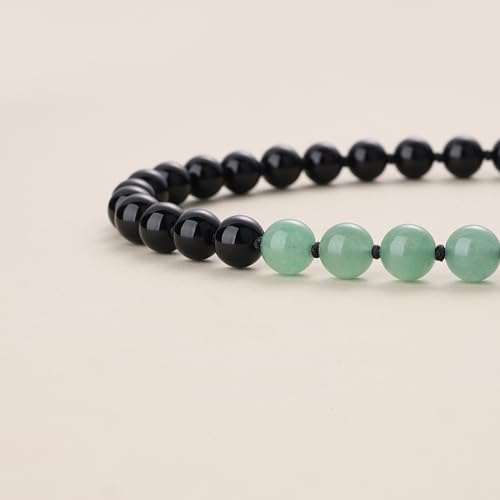 COAI Thumb Worry Stones Necklace for Men Women, Handmade 108 Mala Beaded Necklace for Women Men 8MM - style: Onyx & Green Aventurine