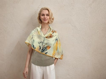Cashmere-soft Mercerized wool Shawl Pashmina Lightweight Travel Wrap & Evening Scarf |Office |Wedding - color: 21 Yellow