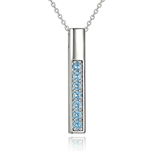 POPLYKE Chakra Necklace for Women 925 Sterling Silver Bar/Inifinity/Cross Necklace Mother Day Jewelry Gift for Women - style: December