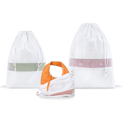 Hayden Hill Luxury Organic Cotton Dust Bags For Handbags - 3 Pack Mixed Sizes - Purse Storage, Shoe Bags and Handbag Protectors For Closet - Certified Carbon Neutral - style: Mixed Size