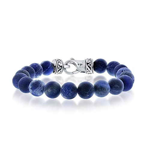 Black and Blue/Black and Gold/Black and Rose Gold Plated Stainless Steel 8.5’’ Men’s Link Solid Bracelet - style: Sodalite