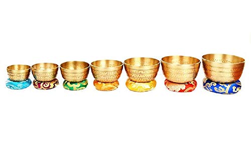 SBN Chakra Healing Tibetan Bronze Singing Bowl 7 Sets of Meditation Bowls from Nepal