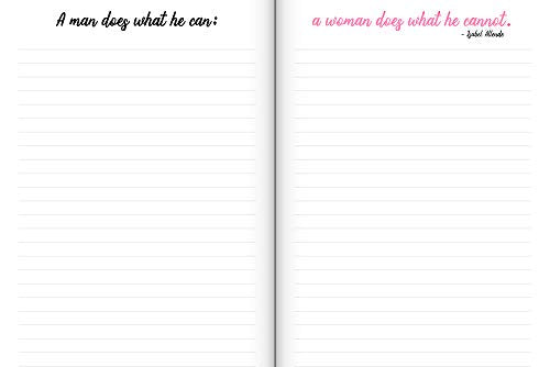 Eccolo Notebook Journal for Women, Writing Journal, Guided Journal with Empowering Quotes and Art by Women, Flexi Cover, Lay Flat Design, Lined Journal, 256 Pages (Pink, 6x8 inches)