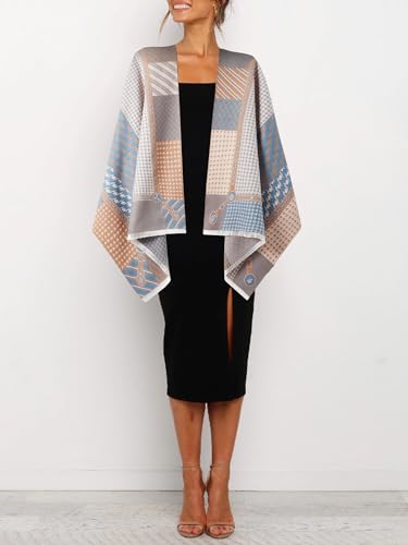 Women's Reversible Pashmina Shawl Wrap for Women Big Scarf Holiday Gifts - color: Brown-blue-grey