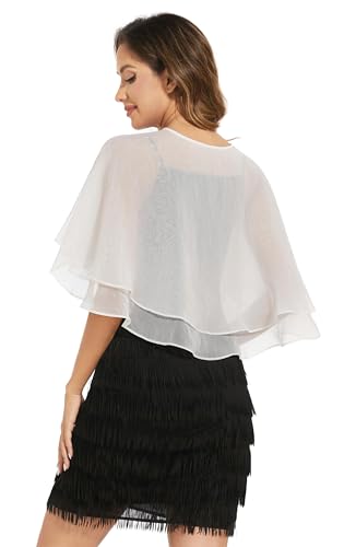 Women's Sheer Tencel Shawls and Wraps for Evening Dresses Soft Wedding Cape Lightweight Bridesmaid Scarves Cover Up - color: White
