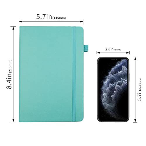 Lined Journal Notebooks with Pen Loop, Hardcover Notebook Journal for Work, 100Gsm Premium Thick Paper with Inner Pocket, Medium 5.7"x8.4", （Cyan, Ruled） - color: Cyan