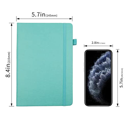 Lined Journal Notebooks with Pen Loop, Hardcover Notebook Journal for Work, 100Gsm Premium Thick Paper with Inner Pocket, Medium 5.7"x8.4", （Cyan, Ruled） - color: Cyan